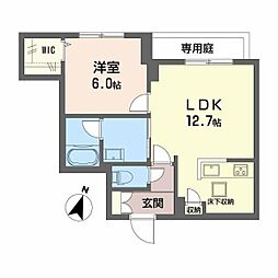 広島電鉄5系統 比治山下駅 徒歩23分の賃貸マンション 1階1LDKの間取り