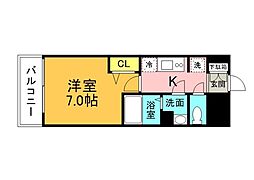 広島電鉄1系統 日赤病院前駅 徒歩7分の賃貸マンション 6階1Kの間取り