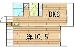 広島電鉄8系統 寺町駅 徒歩4分の賃貸マンション 5階1DKの間取り