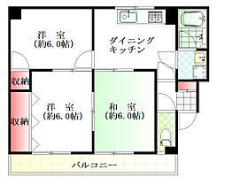 広島電鉄1系統 御幸橋駅 徒歩7分の賃貸マンション 3階3DKの間取り