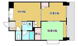 広島高速交通アストラムライン 西原駅 徒歩10分の賃貸マンション 7階2DKの間取り