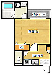 広島電鉄5系統 南区役所前駅 徒歩15分の賃貸アパート 2階1Kの間取り