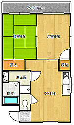 広島電鉄8系統 舟入川口町駅 徒歩14分の賃貸マンション 5階2DKの間取り
