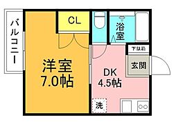 広島高速交通アストラムライン 不動院前駅 徒歩11分の賃貸アパート 1階1DKの間取り