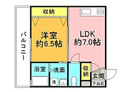 広島高速交通アストラムライン 上安駅 徒歩3分の賃貸アパート 1階1LDKの間取り