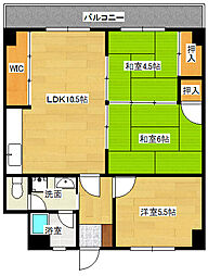 ヤスダ第2ビル 3LDKの間取図画像