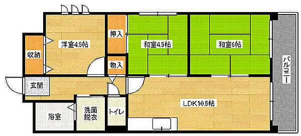 広島県広島市中区舟入中町(賃貸マンション3LDK・4階・59.40㎡)の写真 その2