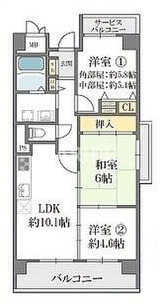 カサグランデ鶴見緑地 405｜大阪府大阪市鶴見区緑2丁目(賃貸マンション3LDK・4階・61.49㎡)の写真 その2