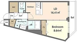 Alivis新江古田 2階1LDKの間取り