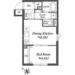 SOLASIA residence南大塚 3階1DKの間取り