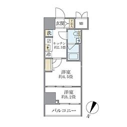 エレミ本蓮沼 2階2Kの間取り
