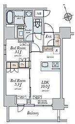 Alivis十条 9階2LDKの間取り