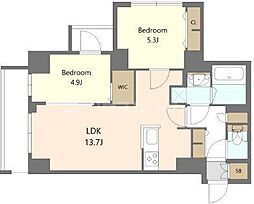S-RESIDENCE高島平asolea 7階2LDKの間取り