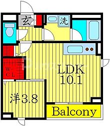 FINO442 2階1LDKの間取り
