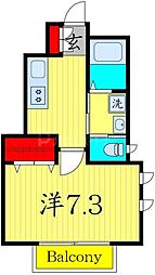 オリーブハイツ 1階1Kの間取り