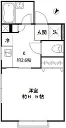 ベルフォーレ 2階1Kの間取り