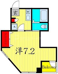 南大塚マンション 7階1Kの間取り