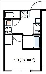Ｃａｓａ　四葉　Ａ 3階1Kの間取り