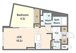 AGRACES小竹向原 1LDKの間取図画像