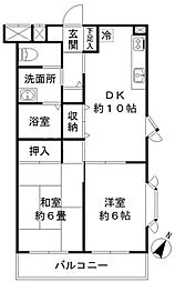 メゾンディボワール 2DKの間取図画像