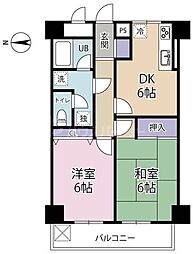 宝田ビル 2DKの間取図画像