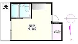 ホーメルツカサ ワンルームの間取図画像