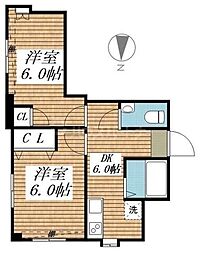 ぷらむ南大塚 2DKの間取図画像