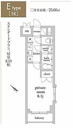 アーベイン常盤台 1Kの間取図画像