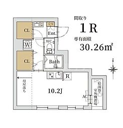 クリスタルコート大山金井町 ワンルームの間取図画像