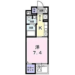 ハッピーベル 1Kの間取図画像