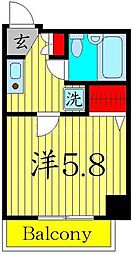 サンライズハイツ2 1Kの間取図画像