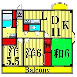 パークヒルズ西台 3LDKの間取図画像