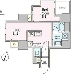 シュトラーレ本駒込 1LDKの間取図画像