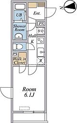 リブリ・三園 1Kの間取図画像
