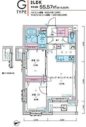 ジェノヴィア板橋東山町スカイガーデン 2LDKの間取図画像