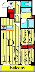アジールコート山手動坂 2LDKの間取図画像