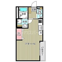 メゾンHAKO ワンルームの間取図画像