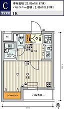 スカイコート池袋西弐番館 1Kの間取図画像