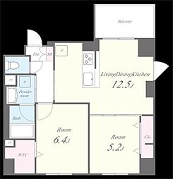 サントゥール駒込 6階2LDKの間取り