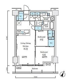 ロイヤルパークス赤羽ノース 2LDKの間取図画像
