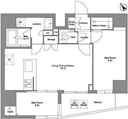 ＢＰＲレジデンス田端 11階2LDKの間取り