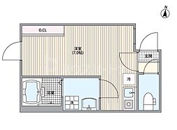 マーレ十条 1階ワンルームの間取り