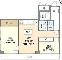ウィンベルコーラス蓮沼 2階2LDKの間取り