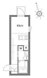 都営三田線 板橋本町駅 徒歩5分の賃貸マンション 地下1階ワンルームの間取り