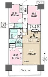 ガーデンクロス東京王子 12階3LDKの間取り