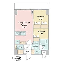 LIME RESIDENCE KAWAGUCHI EAST 10階2LDKの間取り