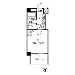 クレール中台 3階1Kの間取り