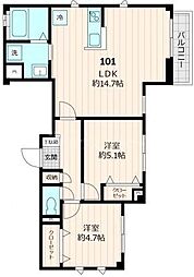 ユアメゾン上板橋 1階2LDKの間取り