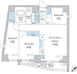 デュオフラッツ板橋大山 5階3LDKの間取り