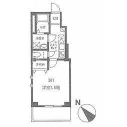ハックベリーグレイス 3階1Kの間取り